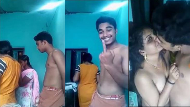 Beautiful Old Bhabhi & Young Devar Romance Sucking Big Boobs Viral mms