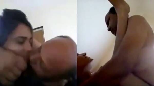 Dropmasti Middle aged bald man kissing & fucking young maid when wife away
