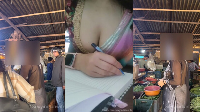 leaked Dare Sex video mms Sexy Indian Wife Dare In Crowded Veg Market Hotel