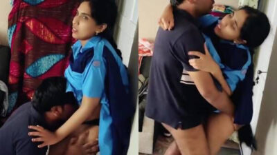 Sexy college girl fucked in uniform by bf