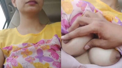 hot girl Huge Boobs Pressing Nipples Sucking in Car Mms