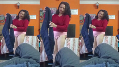 Indian Desi mom changing cloths with step son made mms