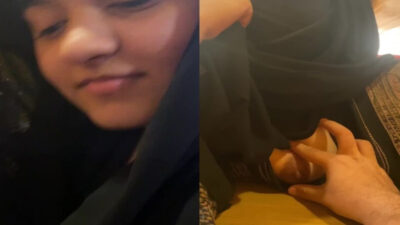 Desi Girl in Burkha Showing Boobs in Restaurant and Blowjob By Bf with Hindi Talk