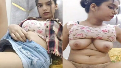 Indian hot gf showing nudes with fingering pussy on VC mms
