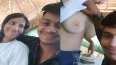 Desi Kalua Boyfriend sucking boobs of hot girl in restaurant