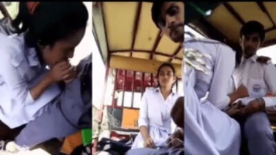 18yo School Girl mms Giving Deep Blowjob to her Boyfriend in Rickshaw part1