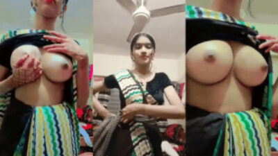 Rajasthani Bhabhi In Saree Pulls Out Big Boobs On VC with EX Lover