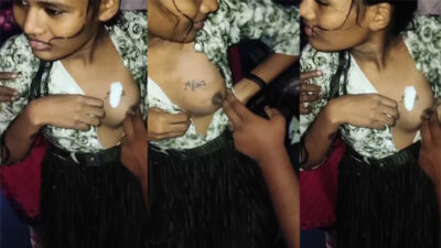 Desi mms GenZ Nibbi School girl having tattoo on boobs