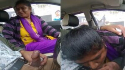 Desi Mallu Bhabhi Book Taxi and Sucking Cock of Car Driver