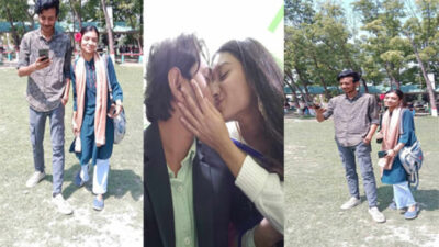 Bihari Cheater Girl Showing small Boobs Kissing With Best Friend